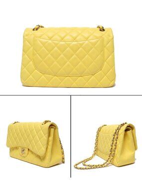 Chanel Chain Shoulder Bag Gold Double Flap Maxi Quilted